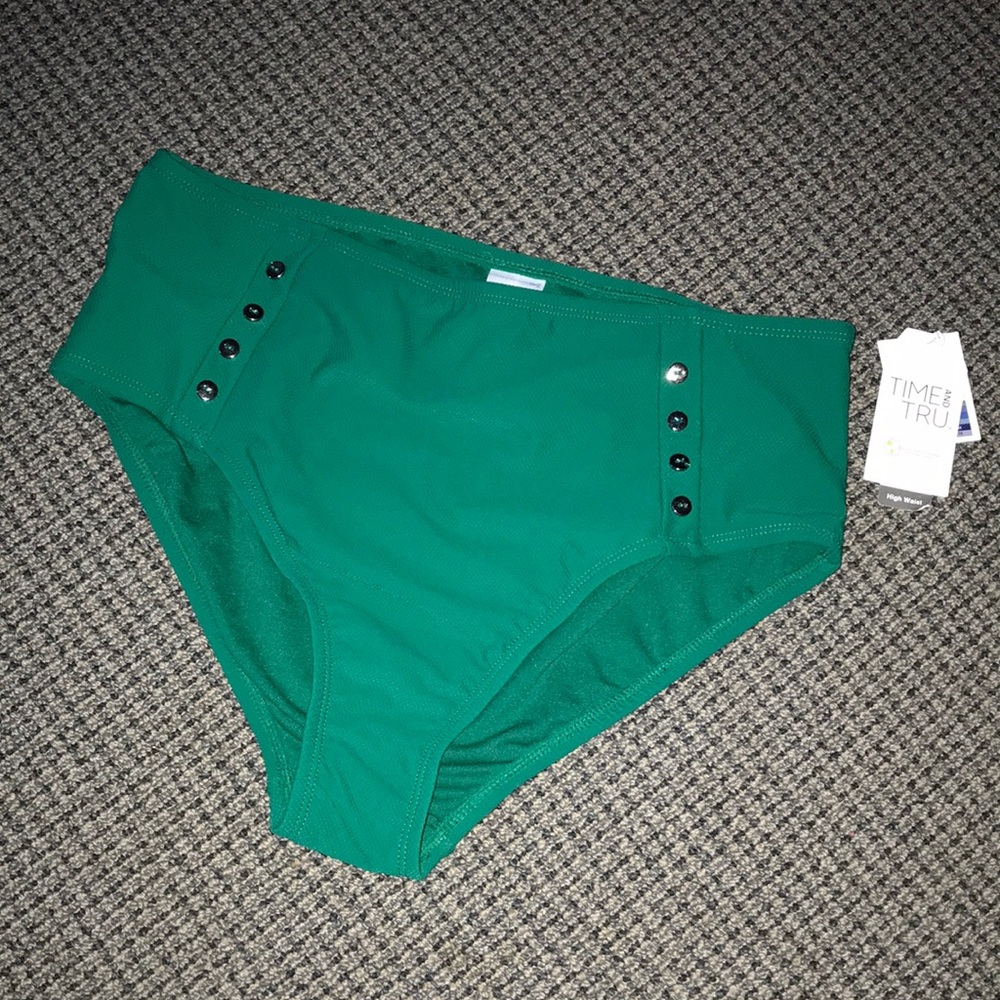 Time and Tru Emerald Green High Waist Bikini Bottoms